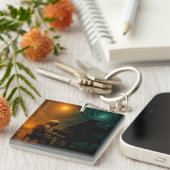 Astronaut Piano in Split Realität - Surreal Schlüsselanhänger (Vorderseite rechts)