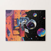 Astronaut Piano Moon Cartoon Space Puzzle (Horizontal)