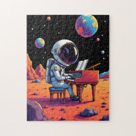 Astronaut Piano Moon Cartoon Space Puzzle