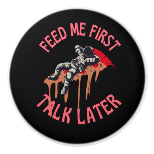 Astronaut Pizza Funny Keramikknauf (Vorderseite)