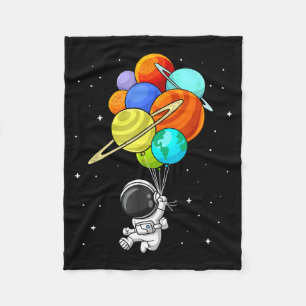 Astronaut Planet Ballons Sonnensystem Weltraum Kin Fleecedecke