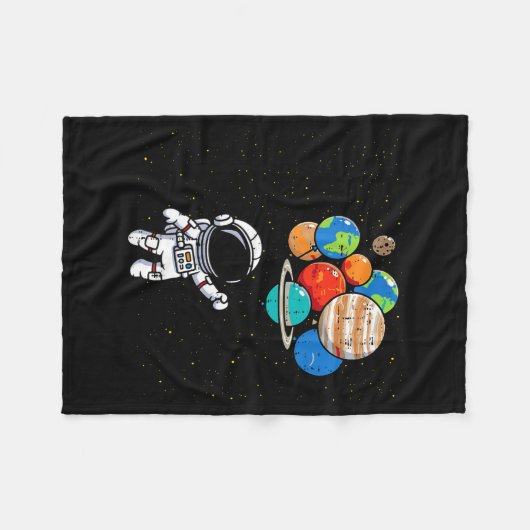 Astronaut Planet Balloons Cute Space Galaxy Boys G Fleecedecke (Vorderseite (Horizontal))
