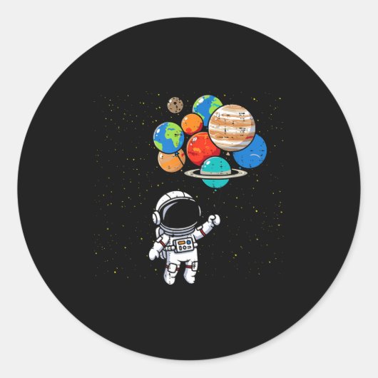 Astronaut Planet Balloons Cute Space Galaxy Boys G Runder Aufkleber (Vorderseite)