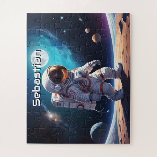 Astronaut-Planet Personalisiert Puzzle (Vertikal)