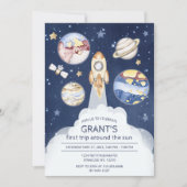 Astronaut Planet Raketenmotorraum Weltraum 1. Gebu Einladung (Vorderseite)