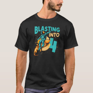 Astronaut Planet Raumschiff Happy 4. Geburtstag T-Shirt