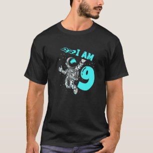 Astronaut Planet Raumschiff Happy 9. Geburtstag T-Shirt
