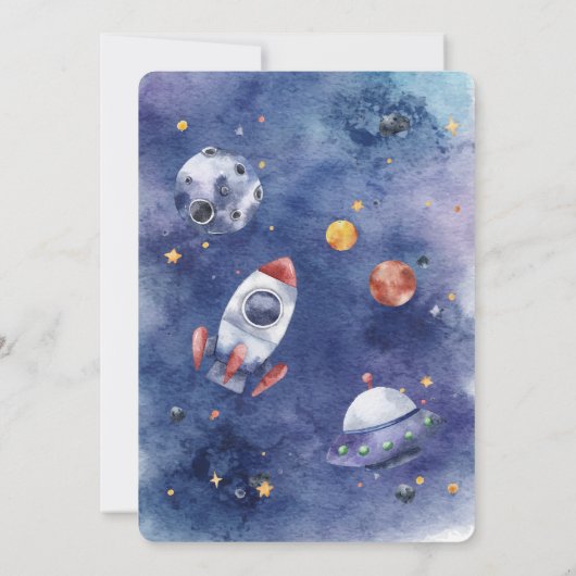 Astronaut Planet Space Party Kindergeburtstag Einladung (Rückseite)