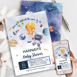 Astronaut Planet Weltraum Babydusche Einladung