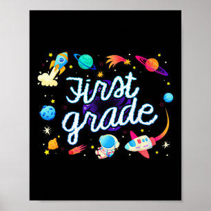 Astronaut Planeten Weltraum Rückkehr zur Schule fü Poster
