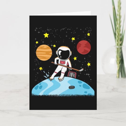 Astronaut Planets Ice Hockey Player Space Galaxy  Karte (Vorderseite)