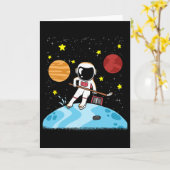 Astronaut Planets Ice Hockey Player Space Galaxy  Karte (Gelbe Blume)