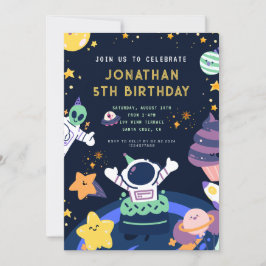 Astronaut Planets Space Boy Geburtstag Einladung