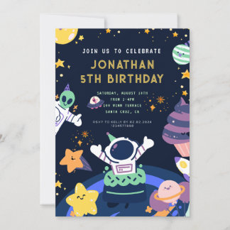 Astronaut Planets Space Boy Geburtstag Einladung