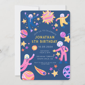 Astronaut Planets Space Boy Geburtstag Einladung