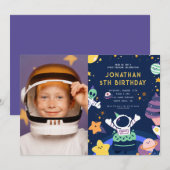 Astronaut Planets Space-takular Geburtstag Einladung (Vorne/Hinten)