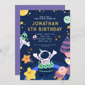 Astronaut Planets Space-takular Geburtstag Einladung (Vorne/Hinten)
