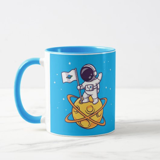 Astronaut Planting Flag on Yellow Planet Tasse (Links)