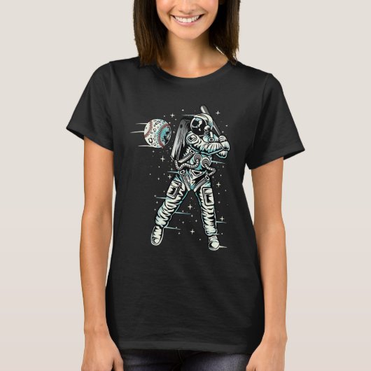 Astronaut Playing Baseball in Space Fun T-Shirt (Vorderseite)