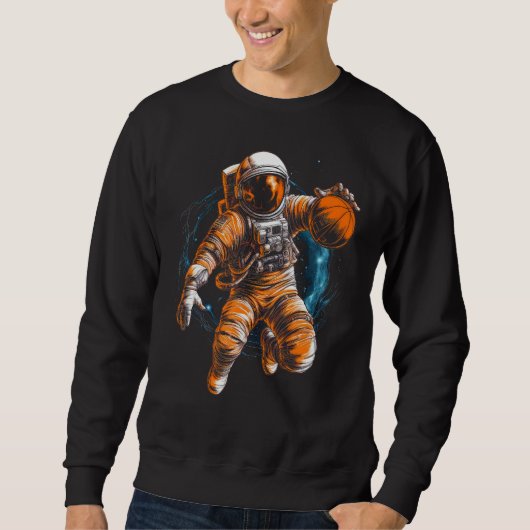 Astronaut Playing Basketball In Space Graphic Illu Sweatshirt (Vorderseite)