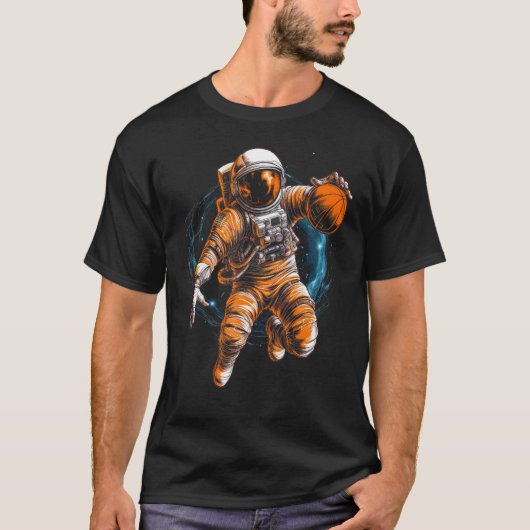 Astronaut Playing Basketball In Space Graphic Illu T-Shirt (Vorderseite)