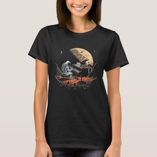 Astronaut Playing Piano Music Piano Lover T-Shirt (Vorderseite)