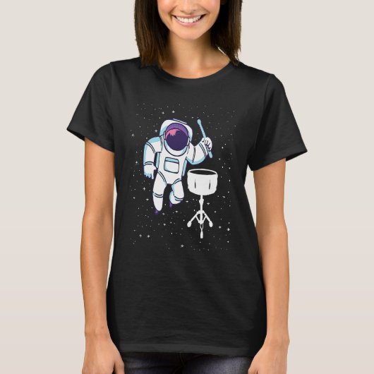 Astronaut Playing Snare Percussion Snare Drummer T-Shirt (Vorderseite)