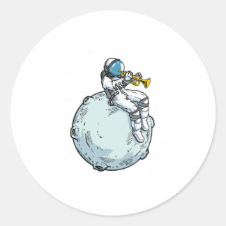 Astronaut Playing Trumpet Music Trumpet Lover Gift Runder Aufkleber