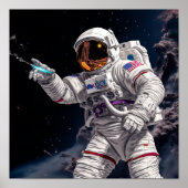 Astronaut Punching - Graffiti Style Space Poster (Vorne)