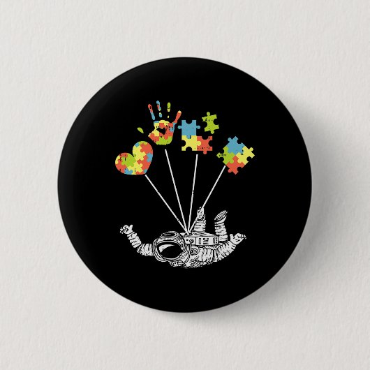 Astronaut Puzzle Autismus-Bewusstseinsgeschenke fü Button (Vorderseite)