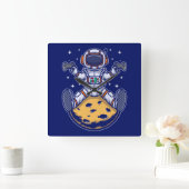 Astronaut Quadratische Wanduhr (Zuhause)