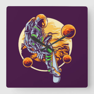 Astronaut  quadratische wanduhr
