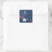 Astronaut Quadratischer Aufkleber (Tasche)