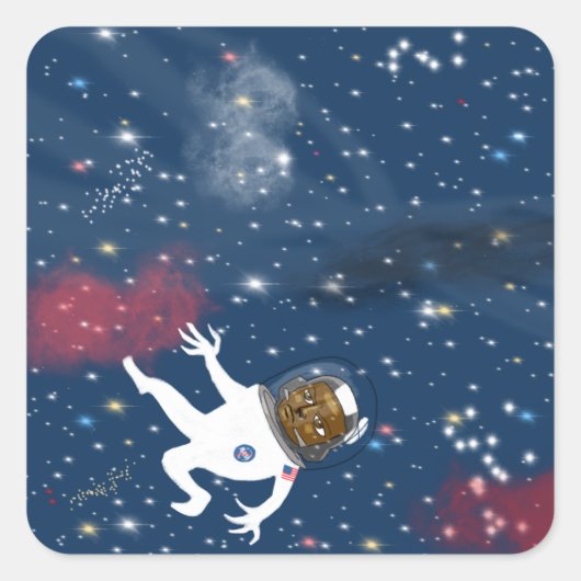 Astronaut Quadratischer Aufkleber (Vorderseite)