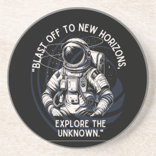 ASTRONAUT QUOTE , SCHLIESSEND BIS NEUES HORIZONT GETRÄNKEUNTERSETZER