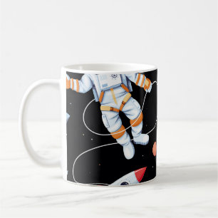 Astronaut Rakete: Nahtloses Vintage-Weltraummuster Kaffeetasse