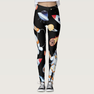Astronaut Rakete: Nahtloses Vintage-Weltraummuster Leggings