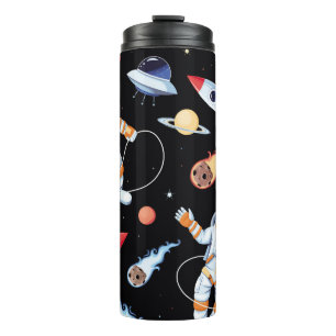 Astronaut Rakete: Nahtloses Vintage-Weltraummuster Thermosbecher