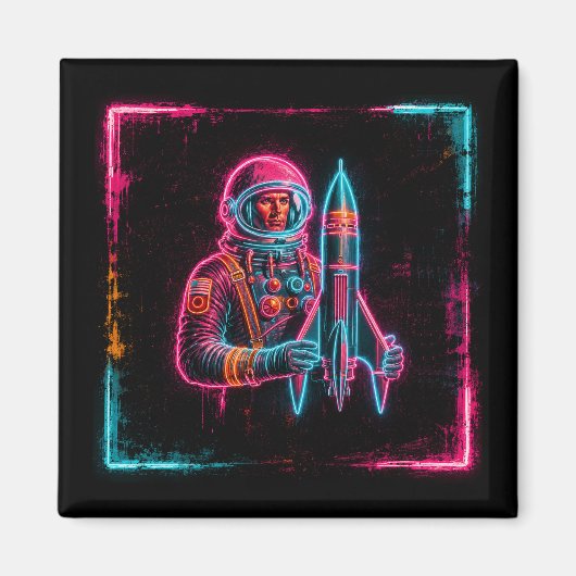 Astronaut Raketenmann Kunst Magnet (Vorne)