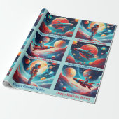 Astronaut Raketenplanets Boys Geburtstag farbig Geschenkpapier (Ungerollt)
