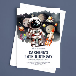 Astronaut Raketenreise 10. Geburtstag Einladung