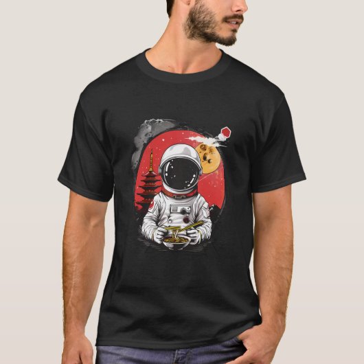 Astronaut Ramen Space Astronaut Eating Ramen Pagod T-Shirt (Vorderseite)