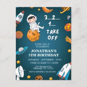 Astronaut Raum Planeten dunkles Thema Geburtstag Postkarte