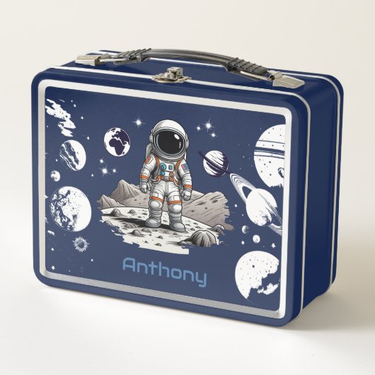Astronaut-Raummetall-Lunchbox Metall Brotdose (Vorderseite)