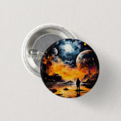 Astronaut Reisen Kosmischer Horizont Reise Button (Vorne & Hinten)