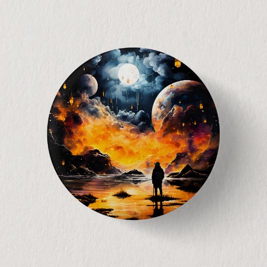 Astronaut Reisen Kosmischer Horizont Reise Button (Vorderseite)