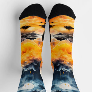 Astronaut Reisen Kosmischer Horizont Reise Socken