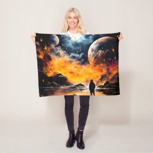Astronaut Reisender Kosmischer Horizont Reise Fleecedecke