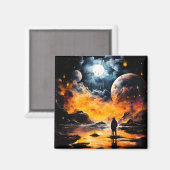 Astronaut Reisender Kosmischer Horizont Reise Magnet (Vorderseite/Rückseite)