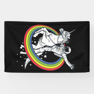 Astronaut reitet auf Einhorn  Banner